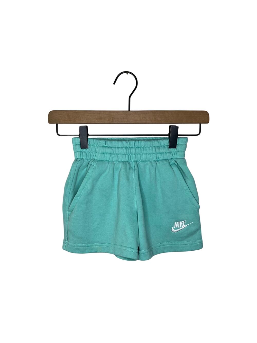NIKE Girl’s Fleece Shorts Turquoise & White Size XS